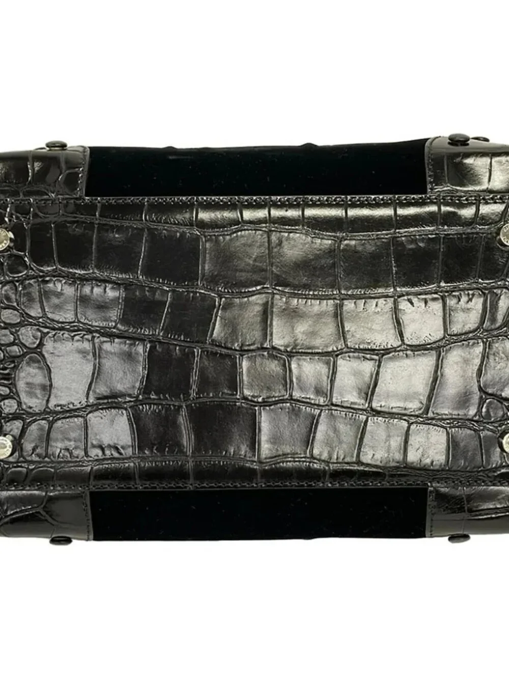 GIORGIO ARMANI Black Velour Leather Handbag